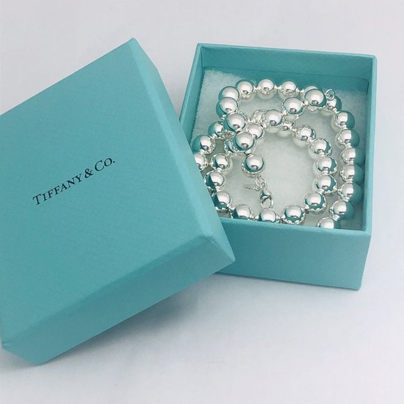 Authentic Tiffany & Co. 10mm Ball Bead Necklace 925 Sterling  15\